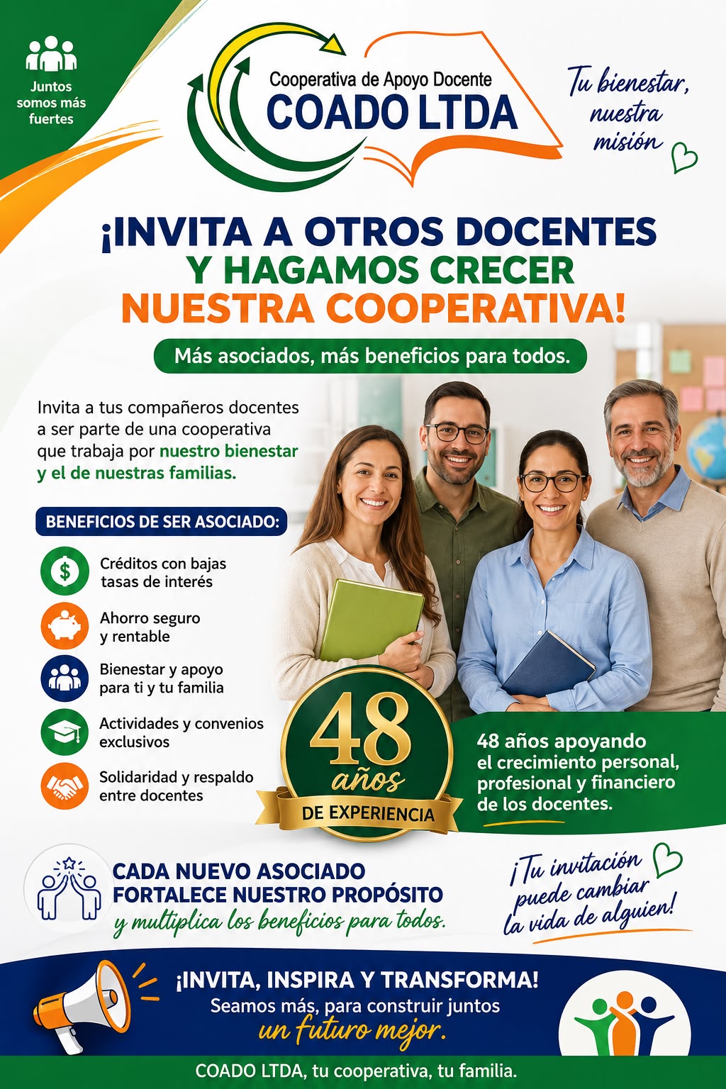 Invitación para vincular nuevos docentes a Coado Ltda